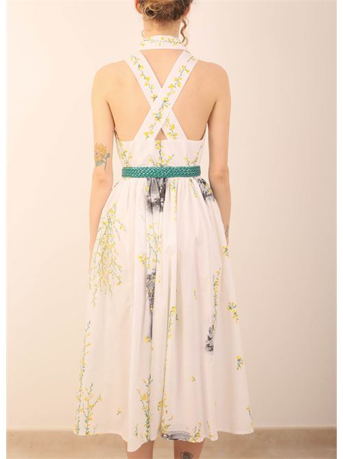 Sleeveless shirt dress with Caesar Augustus and broom print Laboratorio Capri | ISABELAGINESTRA